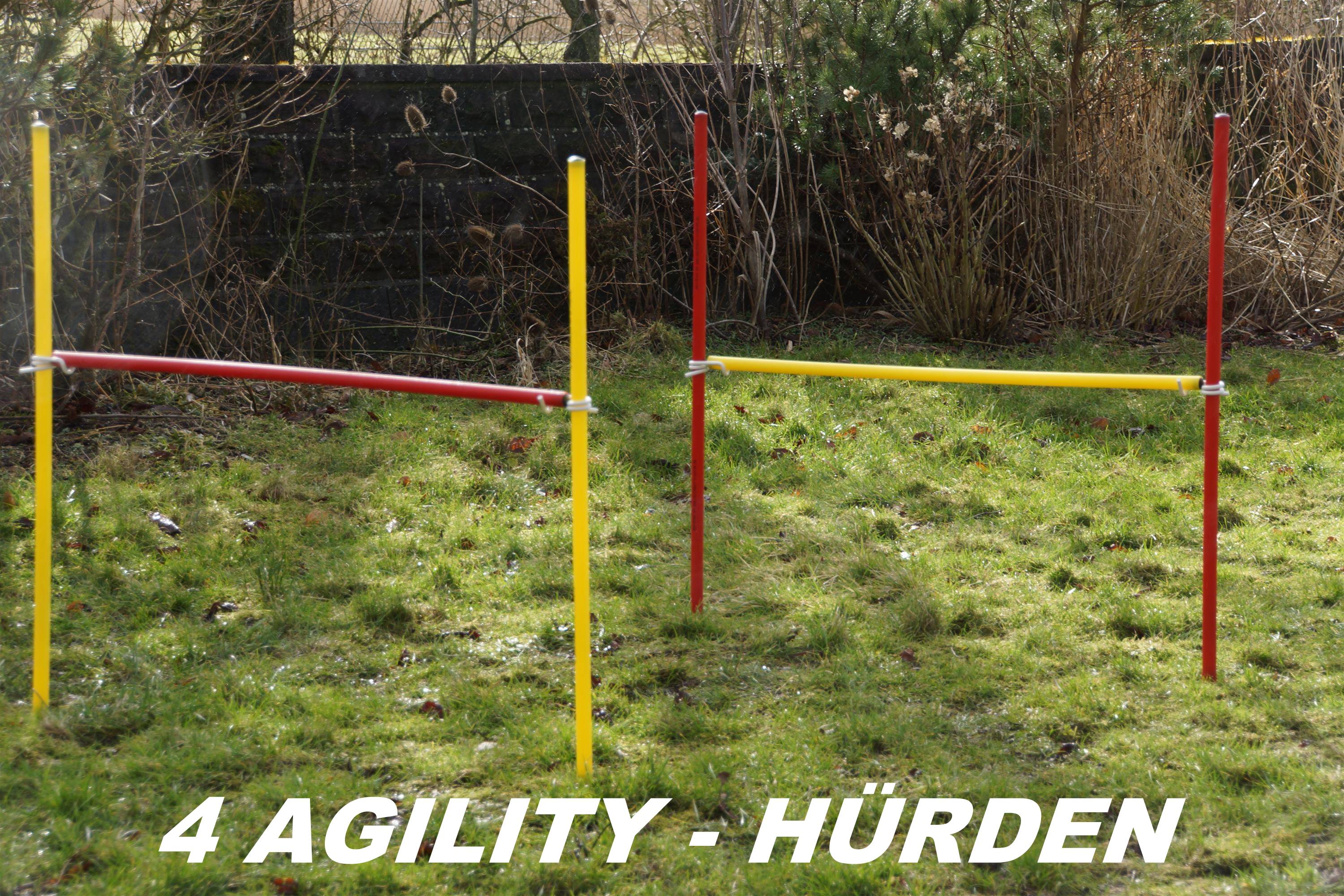 4 X AGILITY-ÜBUNGS-HÜRDEN-SET IN ROT/GELB